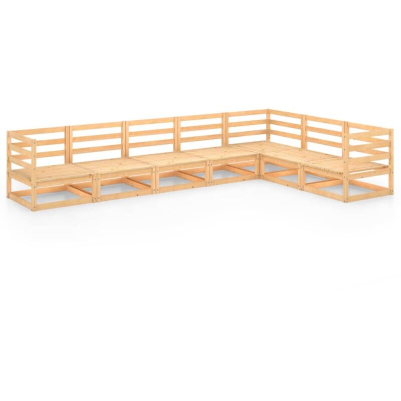 

vidaXL Juego de salón de jardín 7 piezas madera maciza de pino - Marrón
