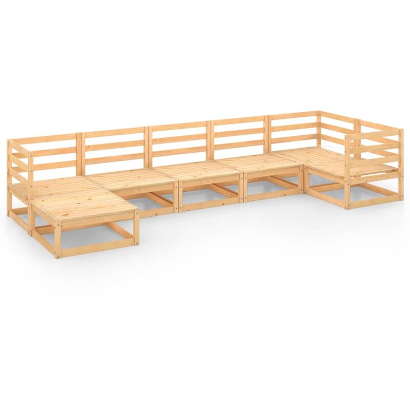 

vidaXL Juego de salón de jardín 7 piezas madera maciza de pino - Marrón