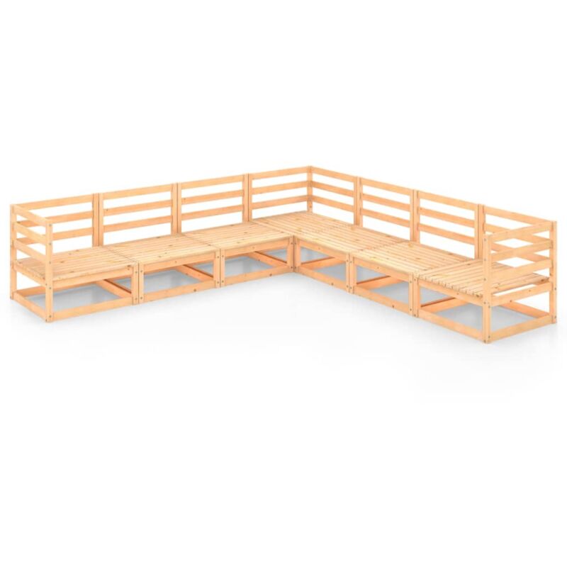 

vidaXL Juego de salón de jardín 7 piezas madera maciza de pino - Marrón
