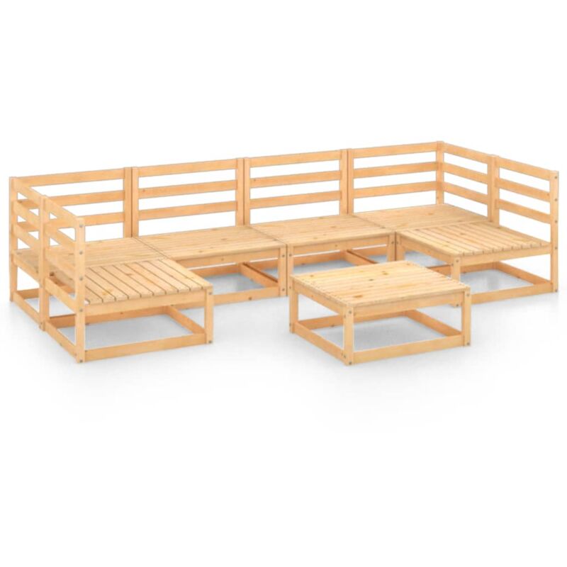 

vidaXL Juego de salón de jardín 7 piezas madera maciza de pino - Marrón