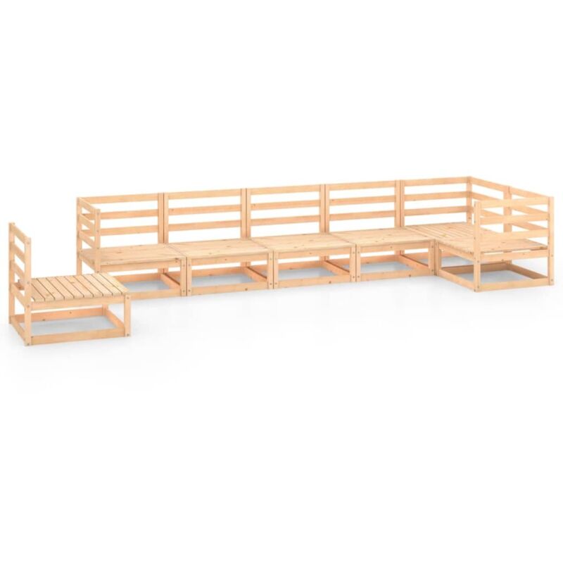 

vidaXL Juego de salón de jardín 7 piezas madera maciza de pino - Marrón