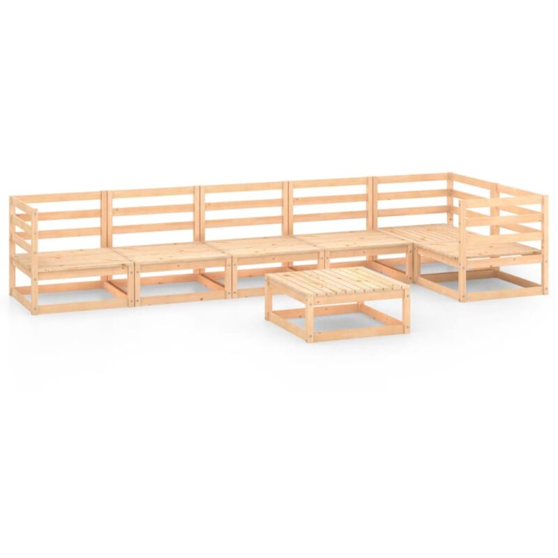 

vidaXL Juego de salón de jardín 7 piezas madera maciza de pino - Marrón