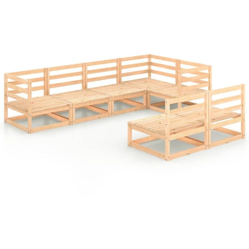 

vidaXL Juego de salón de jardín 7 piezas madera maciza de pino - Marrón