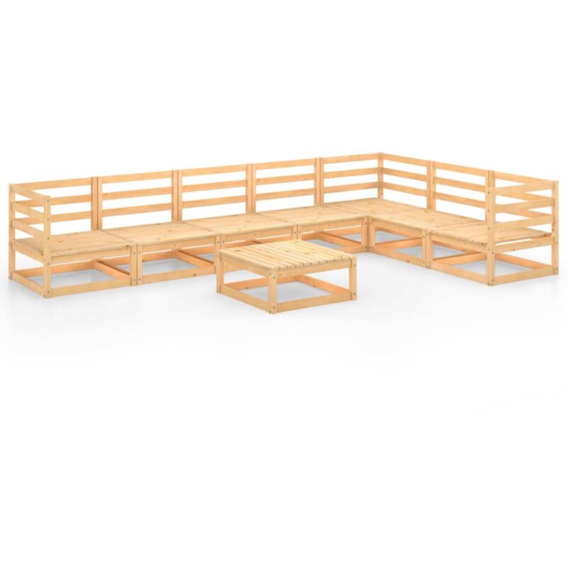

vidaXL Juego de salón de jardín 8 piezas madera maciza de pino - Marrón