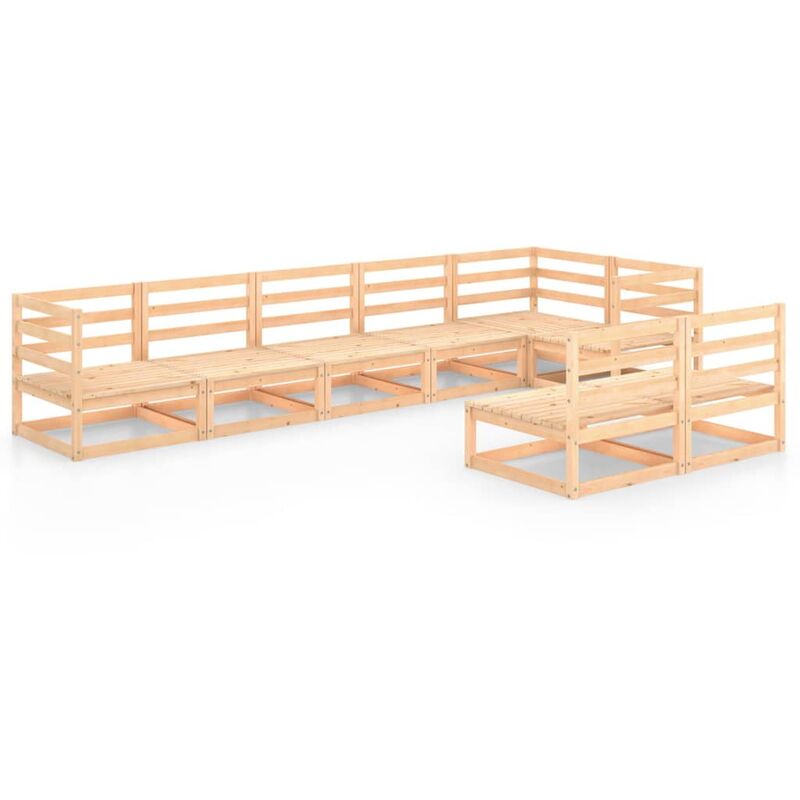 

vidaXL Juego de salón de jardín 8 piezas madera maciza de pino - Marrón