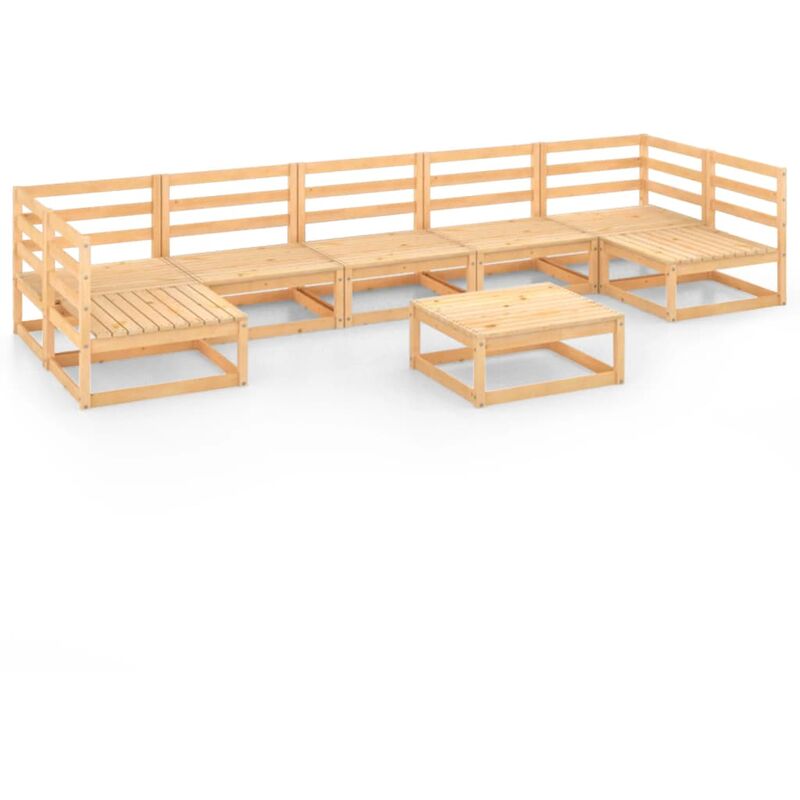 

vidaXL Juego de salón de jardín 8 piezas madera maciza de pino - Marrón