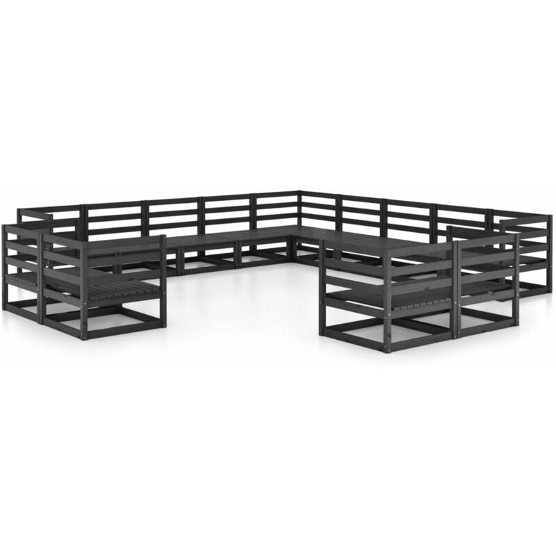 

Juego de salón de jardín de 13 piezas madera pino maciza - Negro - Vidaxl