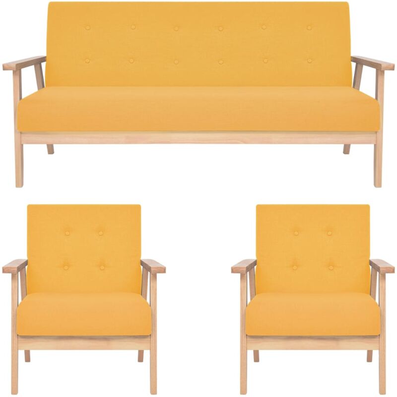 

Juego de Sofás de 3 Piezas Tela Amarillo - Amarillo - Vidaxl