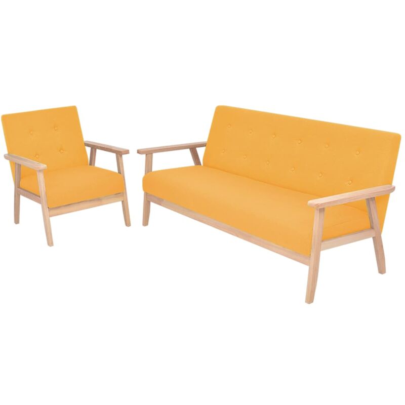 

Juego de Sofás de Tela de 2 Piezas Amarillo - Amarillo - Vidaxl