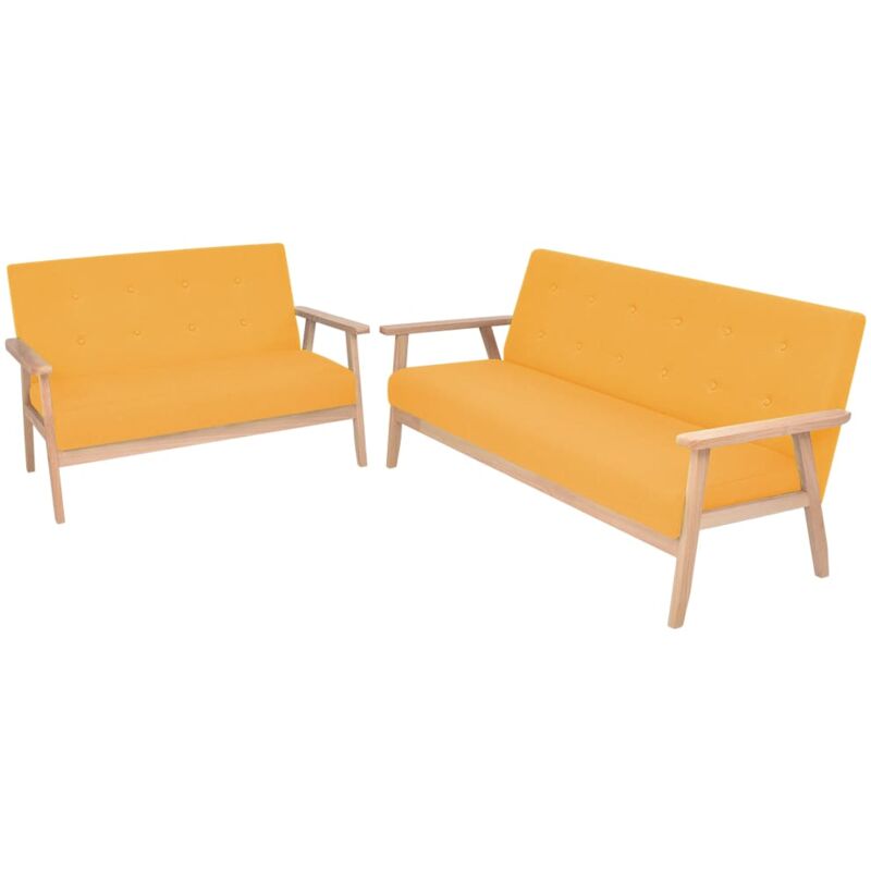 

vidaXL Juego de Sofás de Tela de 2 Piezas Amarillo - Amarillo