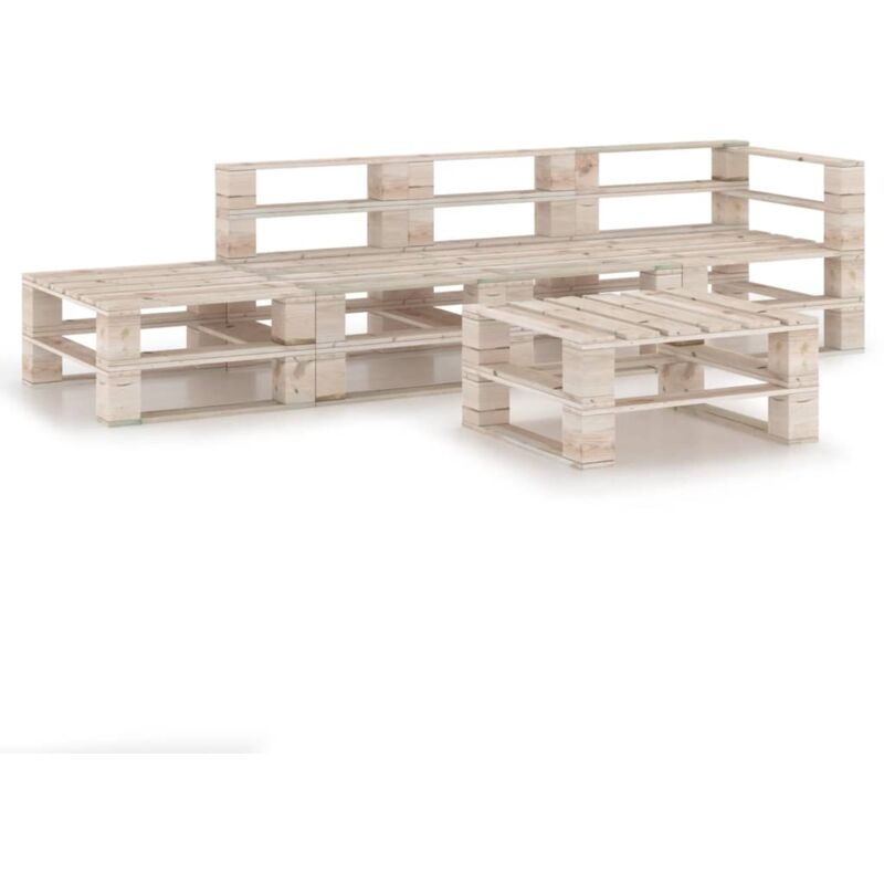 

vidaXL Juego muebles de jardín de palets 5 piezas de madera de pino - Beige
