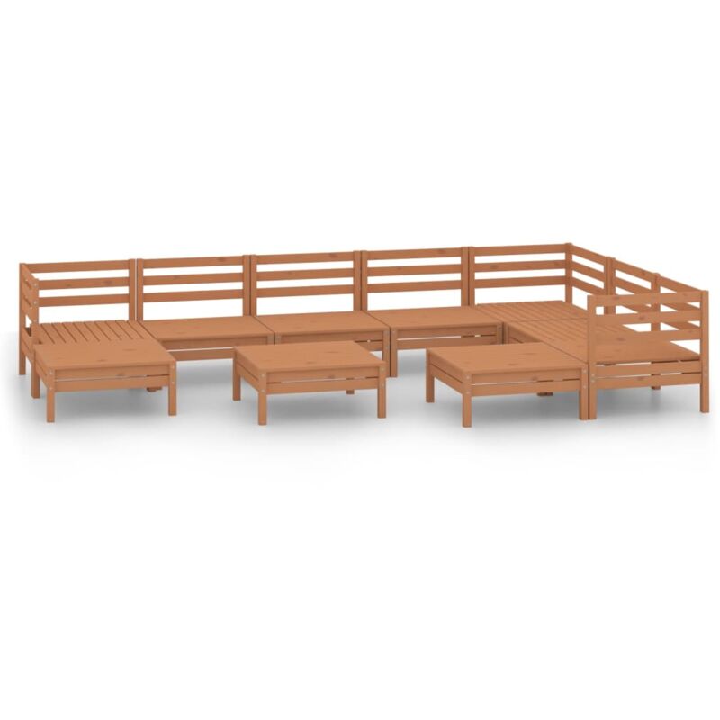 

Vidaxl - Juego muebles de jardín 10 pzas madera maciza pino marrón miel - Marrón