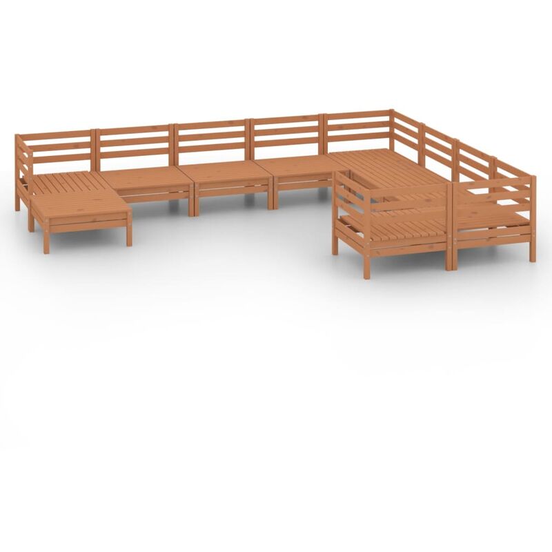 

Juego muebles de jardín 10 pzas madera maciza pino marrón miel - Marrón - Vidaxl