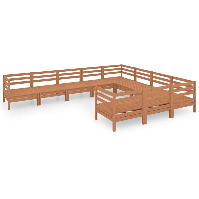

Juego muebles de jardín 10 pzas madera maciza pino marrón miel - Marrón - Vidaxl
