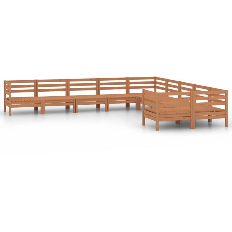 

Juego muebles de jardín 10 pzas madera maciza pino marrón miel - Marrón - Vidaxl