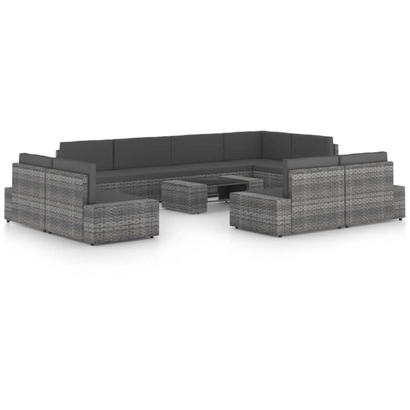 

Juego muebles de jardín 10 pzas y cojines ratán sintético gris - Gris - Vidaxl