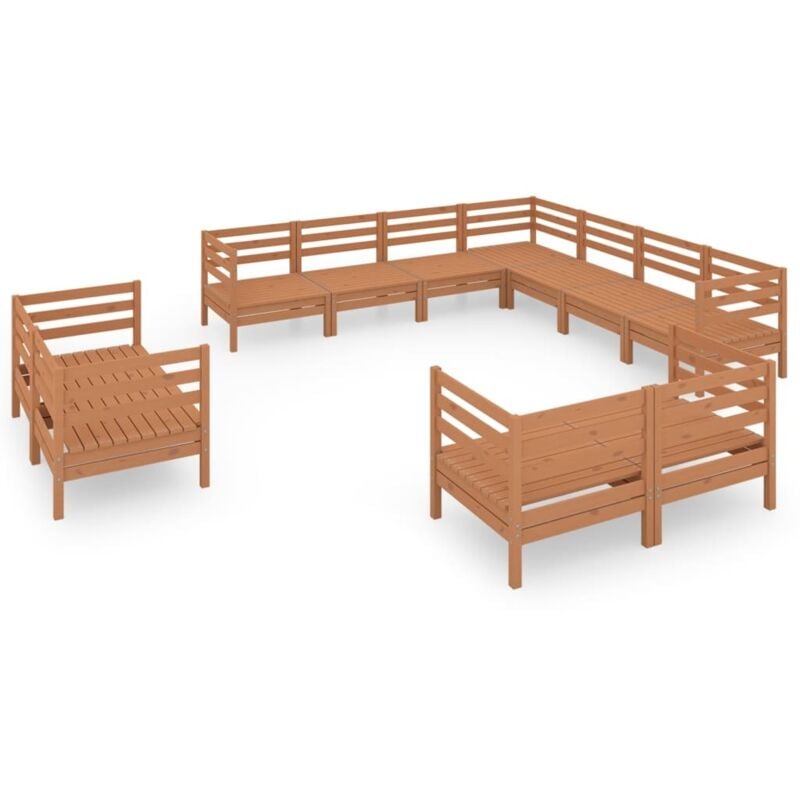 

Vidaxl - Juego muebles de jardín 11 pzas madera maciza pino marrón miel - Marrón