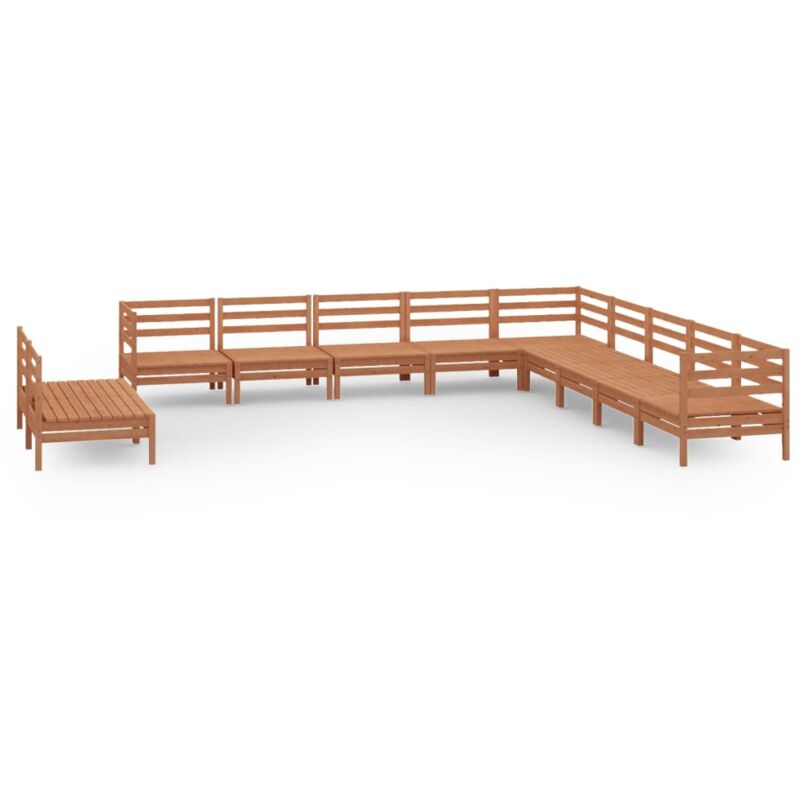 

Vidaxl - Juego muebles de jardín 11 pzas madera maciza pino marrón miel - Marrón