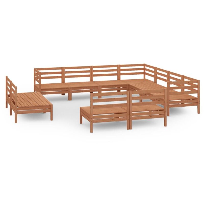 

Vidaxl - Juego muebles de jardín 11 pzas madera maciza pino marrón miel - Marrón