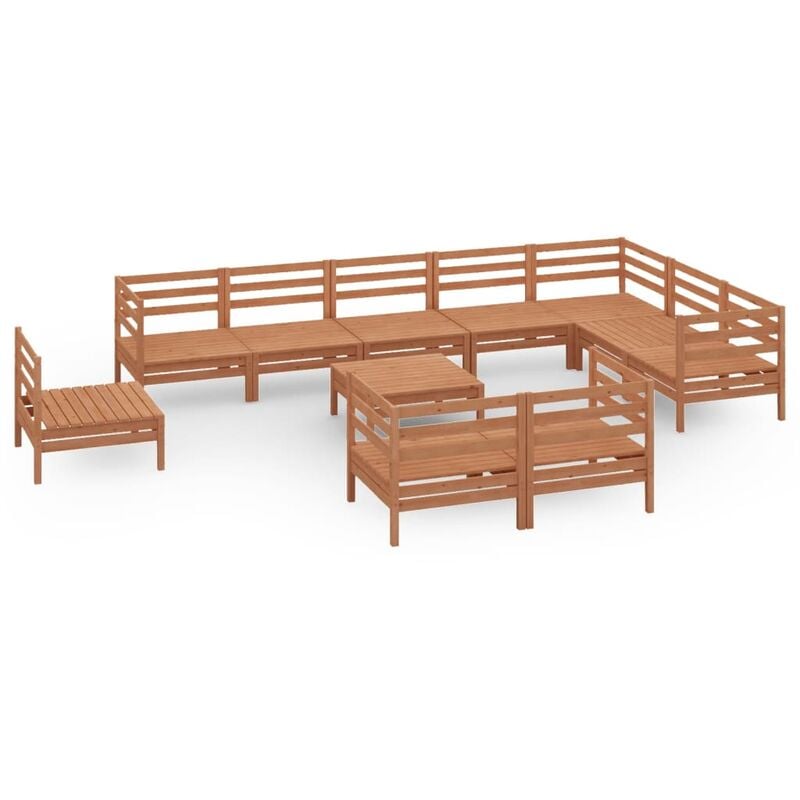 

Juego muebles de jardín 11 pzas madera maciza pino marrón miel - Marrón - Vidaxl