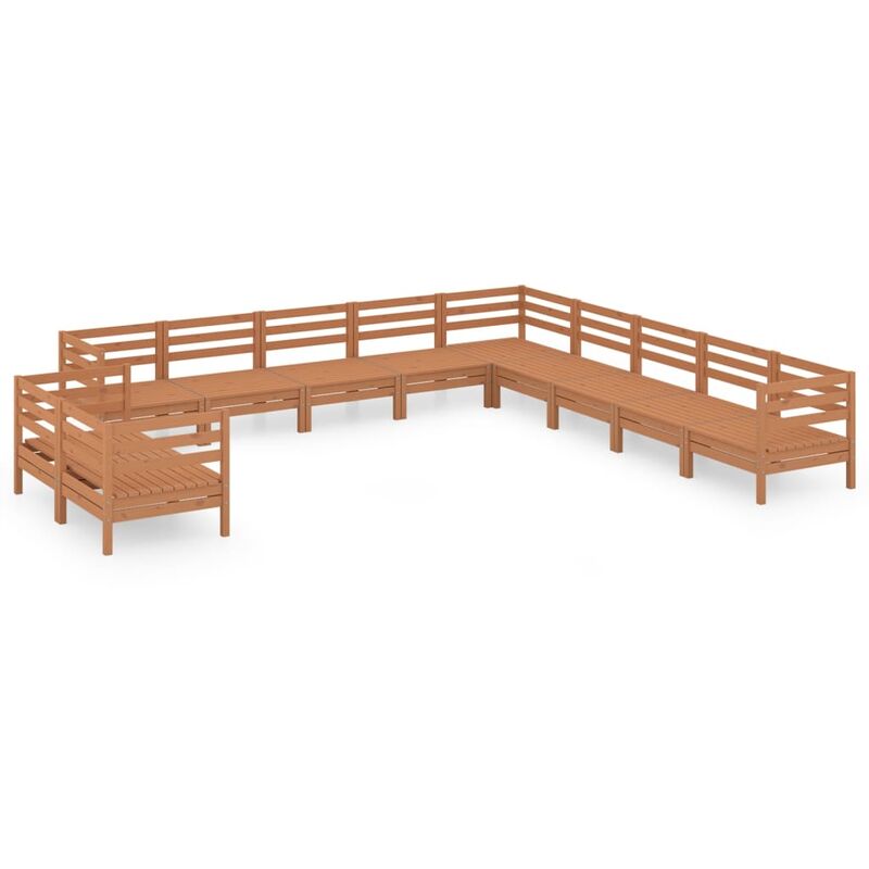 

Juego muebles de jardín 11 pzas madera maciza pino marrón miel - Marrón - Vidaxl