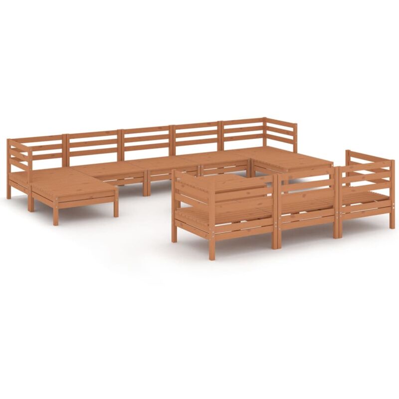 

Vidaxl - Juego muebles de jardín 11 pzas madera maciza pino marrón miel - Marrón