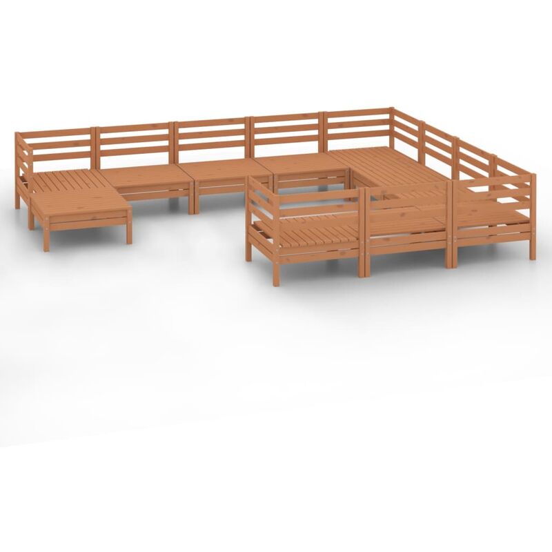 

Juego muebles de jardín 11 pzas madera maciza pino marrón miel - Marrón - Vidaxl