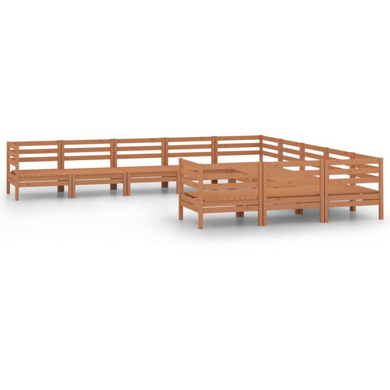 

Juego muebles de jardín 11 pzas madera maciza pino marrón miel - Marrón - Vidaxl