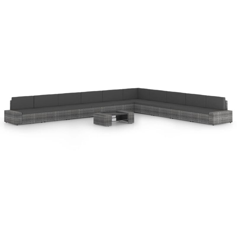 

Juego muebles de jardín 11 pzas y cojines ratán sintético gris - Gris - Vidaxl
