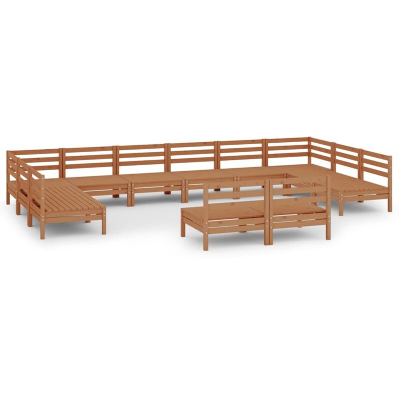 

Vidaxl - Juego muebles de jardín 12 pzas madera maciza pino marrón miel - Marrón