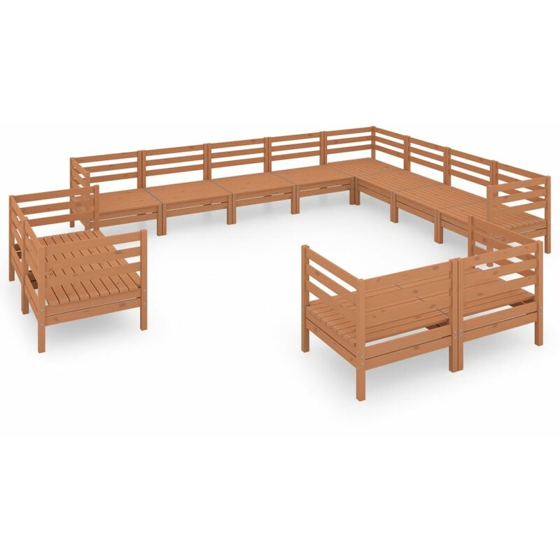 

Juego muebles de jardín 12 pzas madera maciza pino marrón miel - Marrón - Vidaxl