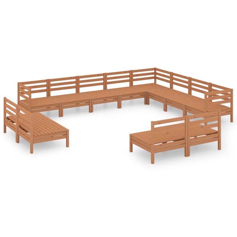 

Juego muebles de jardín 12 pzas madera maciza pino marrón miel - Marrón - Vidaxl