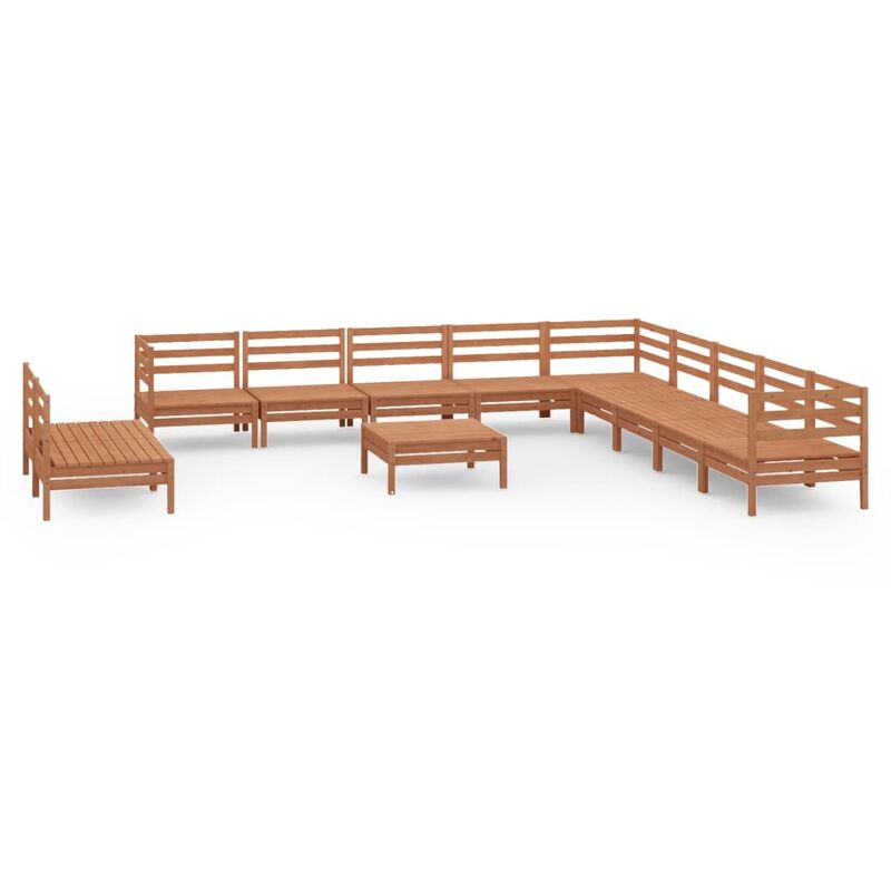 

Vidaxl - Juego muebles de jardín 12 pzas madera maciza pino marrón miel - Marrón