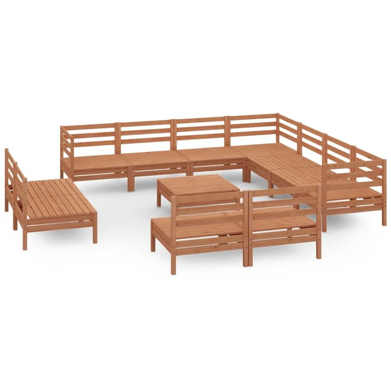 

Vidaxl - Juego muebles de jardín 12 pzas madera maciza pino marrón miel - Marrón