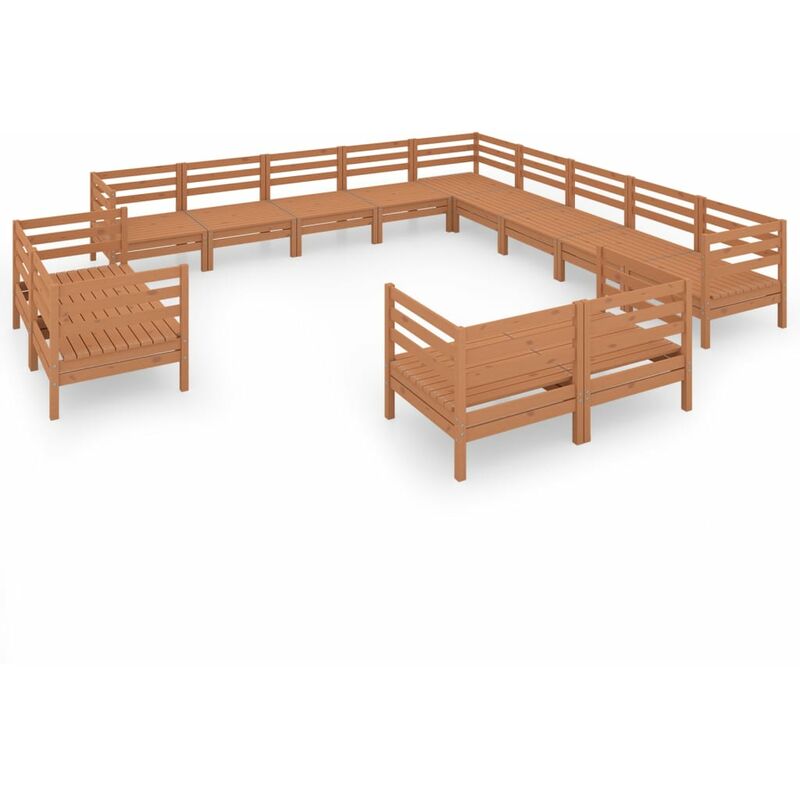 

Juego muebles de jardín 13 pzas madera maciza pino marrón miel - Marrón - Vidaxl