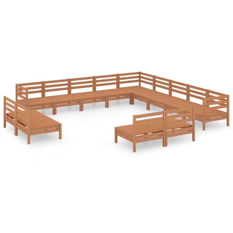 

Juego muebles de jardín 13 pzas madera maciza pino marrón miel - Marrón - Vidaxl