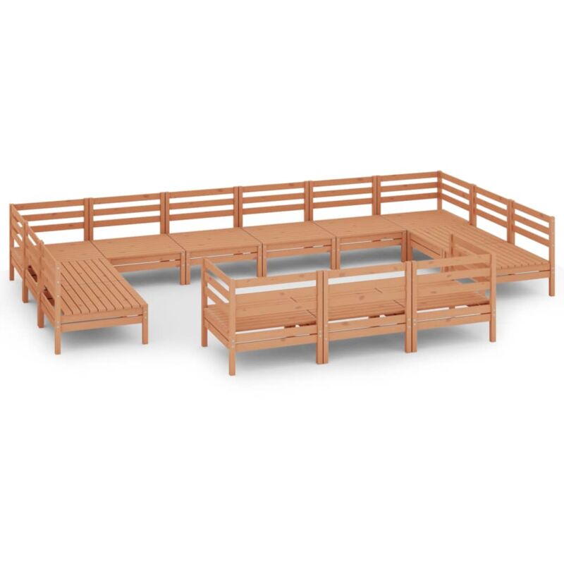 

Juego muebles de jardín 13 pzas madera maciza pino marrón miel - Marrón - Vidaxl