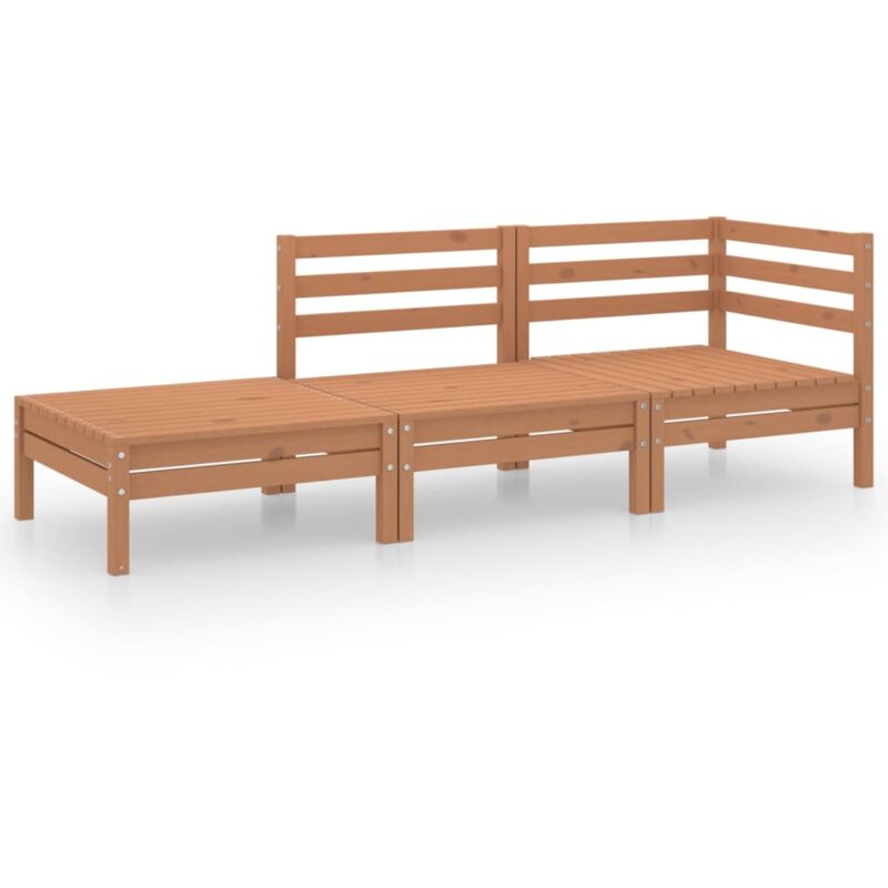 

vidaXL Juego muebles de jardín 3 pzas madera maciza pino marrón miel - Marrón