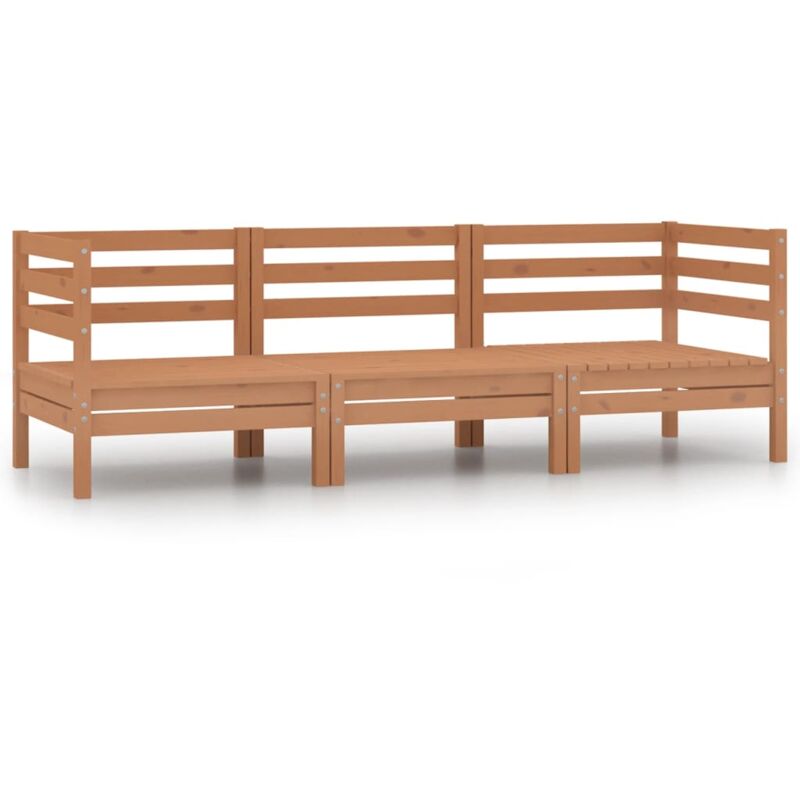 

vidaXL Juego muebles de jardín 3 pzas madera maciza pino marrón miel - Marrón