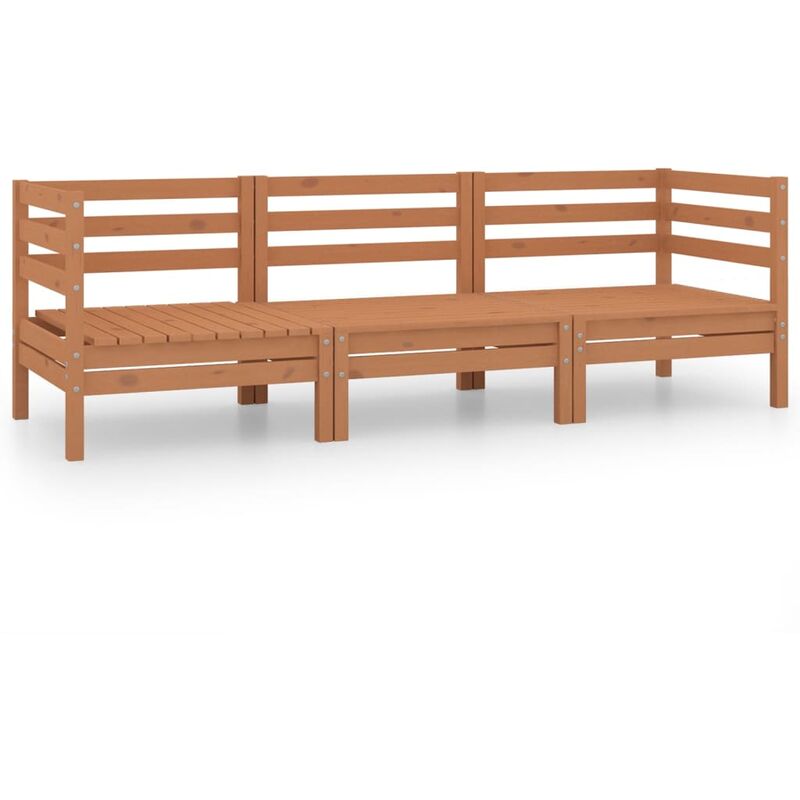 

vidaXL Juego muebles de jardín 3 pzas madera maciza pino marrón miel - Marrón