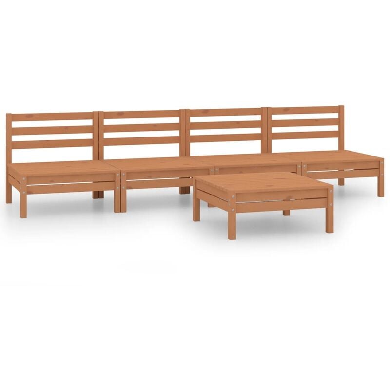 

vidaXL Juego muebles de jardín 5 pzas madera maciza pino marrón miel - Marrón