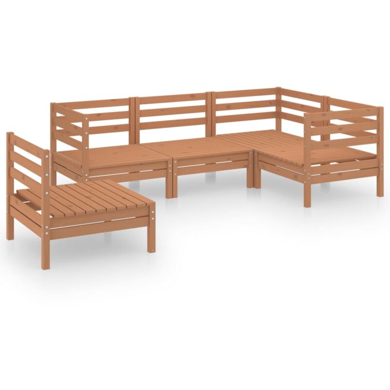 

vidaXL Juego muebles de jardín 5 pzas madera maciza pino marrón miel - Marrón