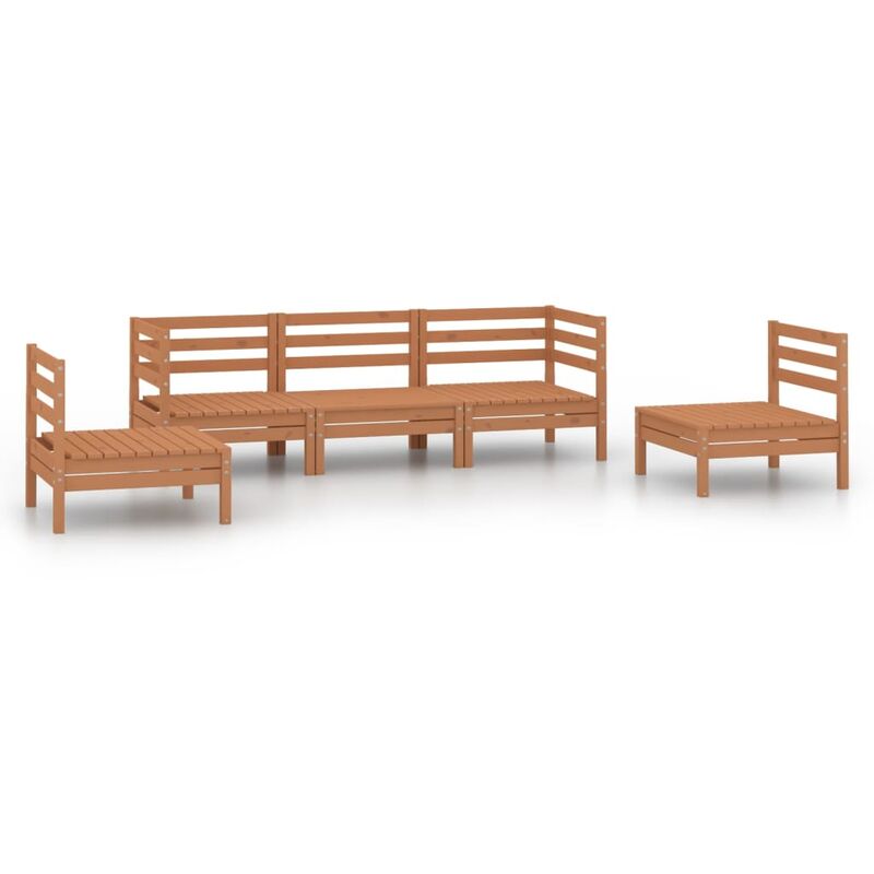 

vidaXL Juego muebles de jardín 5 pzas madera maciza pino marrón miel - Marrón