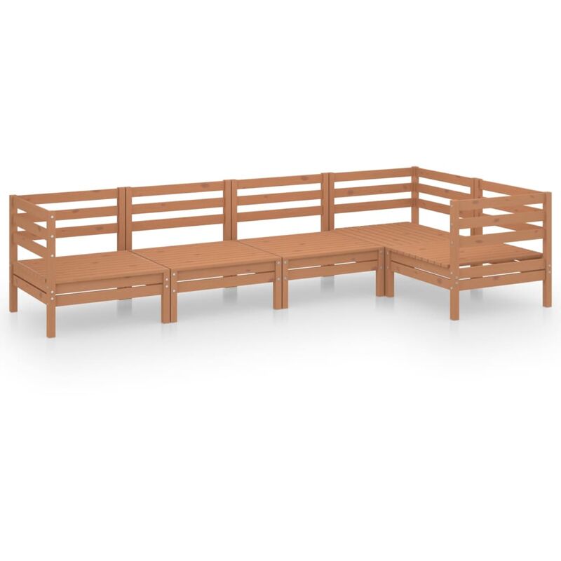 

vidaXL Juego muebles de jardín 5 pzas madera pino maciza marrón miel - Marrón