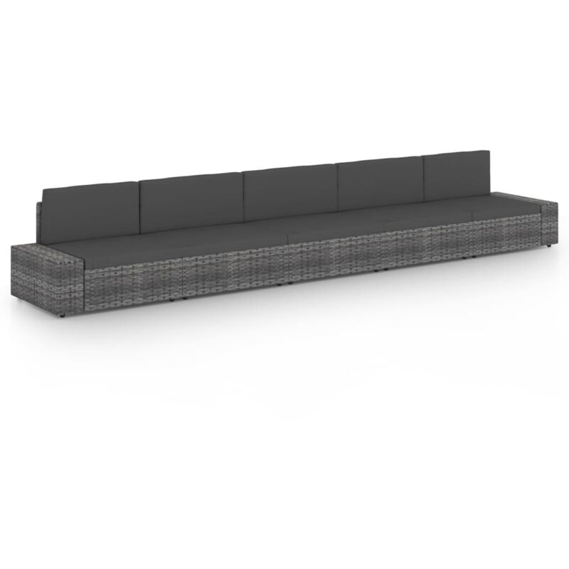 

vidaXL Juego muebles de jardín 5 pzas y cojines ratán sintético gris - Gris