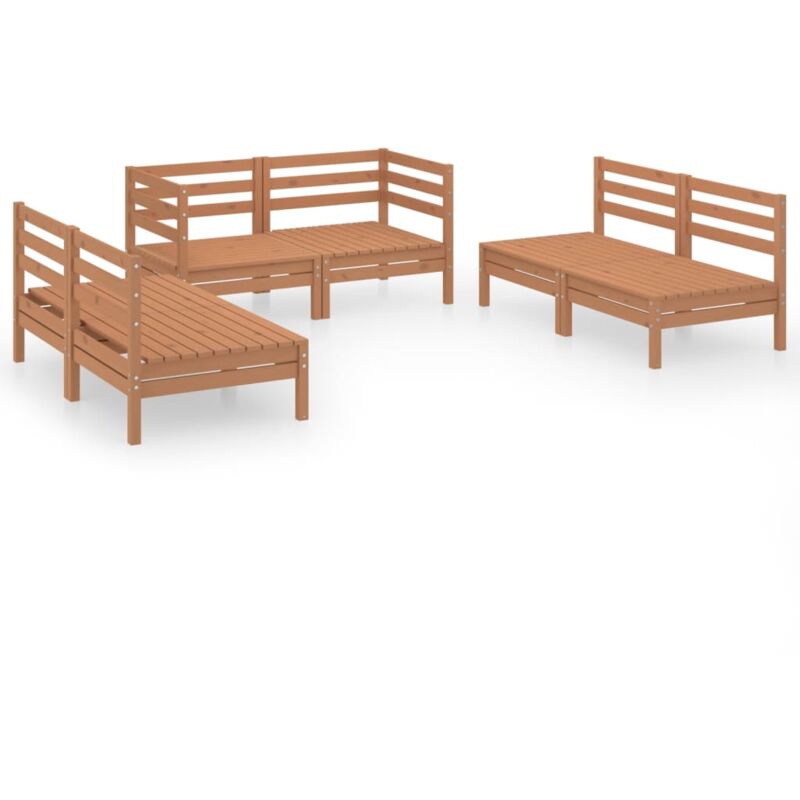 

vidaXL Juego muebles de jardín 6 pzas madera maciza pino marrón miel - Marrón