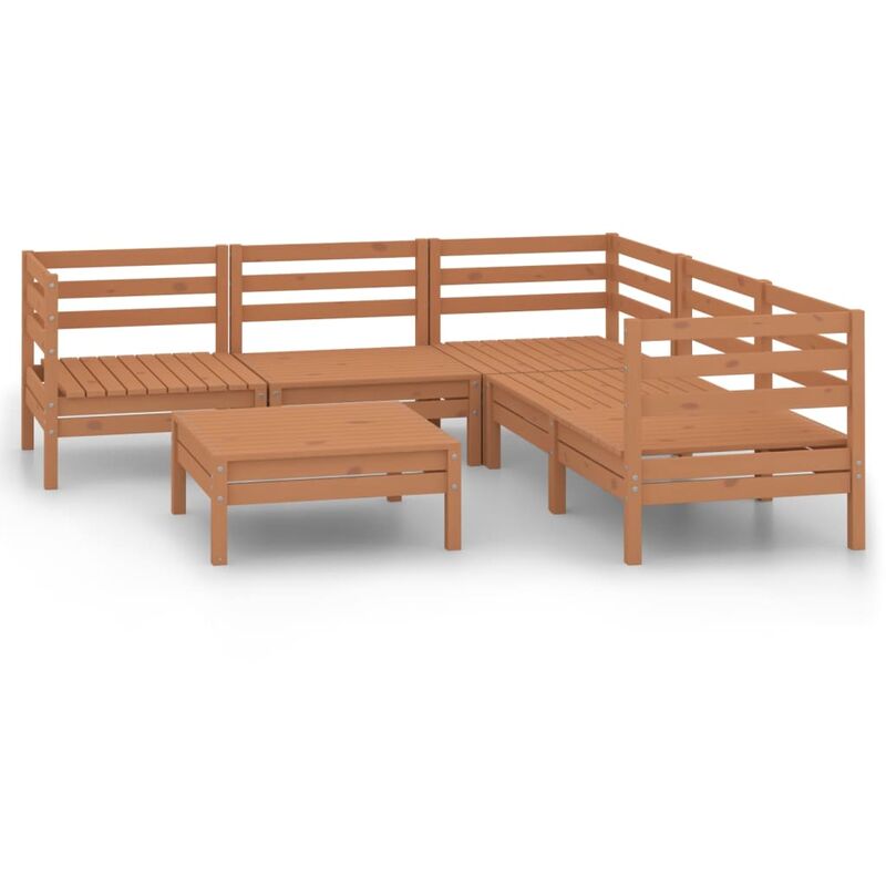 

vidaXL Juego muebles de jardín 6 pzas madera maciza pino marrón miel - Marrón