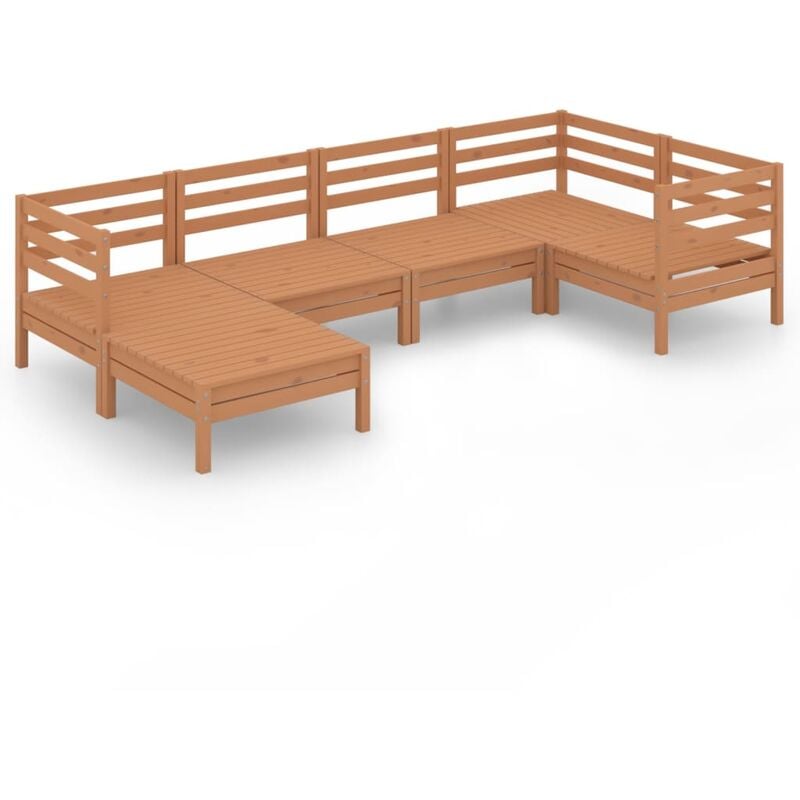 

vidaXL Juego muebles de jardín 6 pzas madera maciza pino marrón miel - Marrón