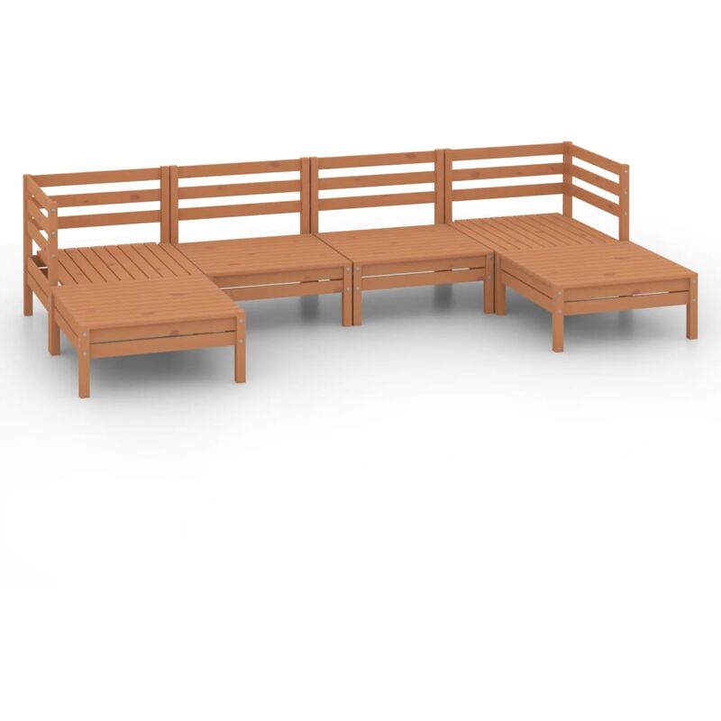 

vidaXL Juego muebles de jardín 6 pzas madera maciza pino marrón miel - Marrón