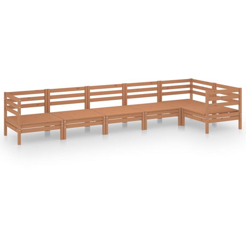 

Juego muebles de jardín 6 pzas madera pino maciza marrón miel - Marrón - Vidaxl